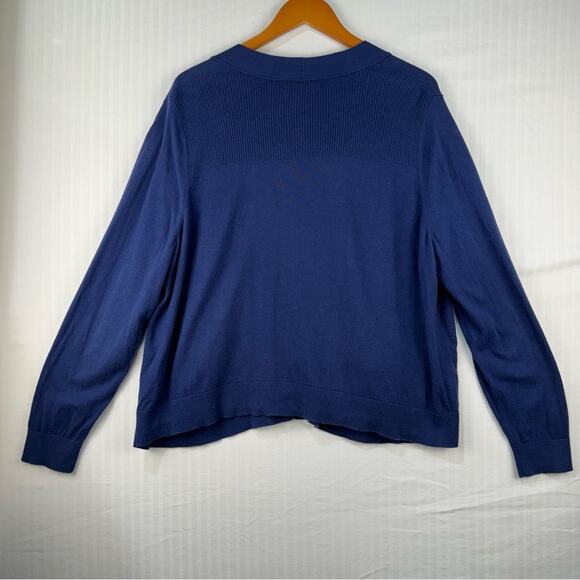 Sejour Royal Blue Open Cardigan Knit Sweater Size 2X Classic Preppy Luxurious - Picture 7 of 11